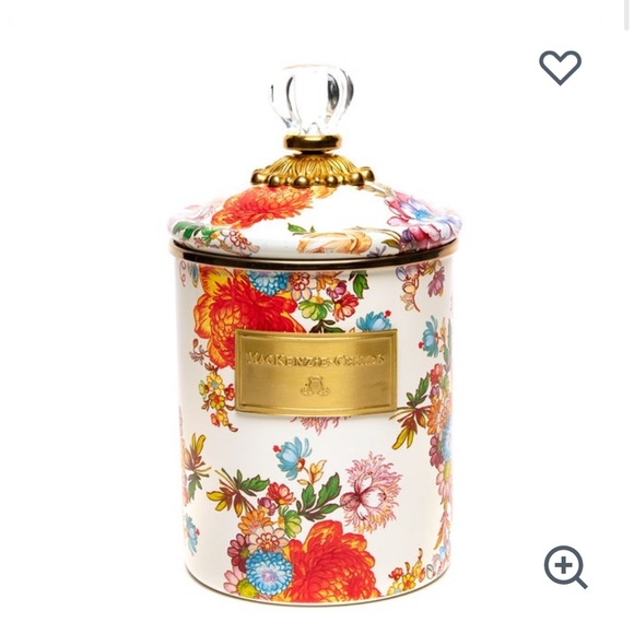 MacKenzie-Childs Floral Canister with Glass Knobs 9” x 5” - Picture 3 of 11